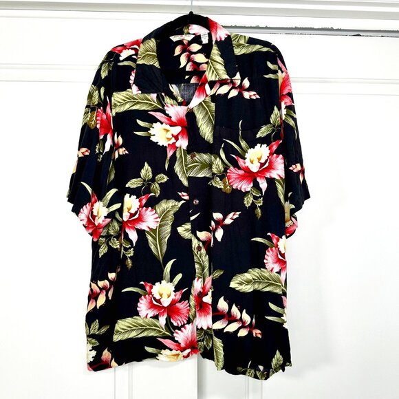 Hula Hula Hawaii Print Button Up Unisex Top 3XL - Picture 1 of 8